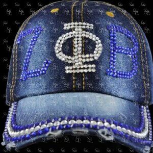 Zeta Phi Beta Rhinestone Bling Denim Hat Zeta Sorority Cap
